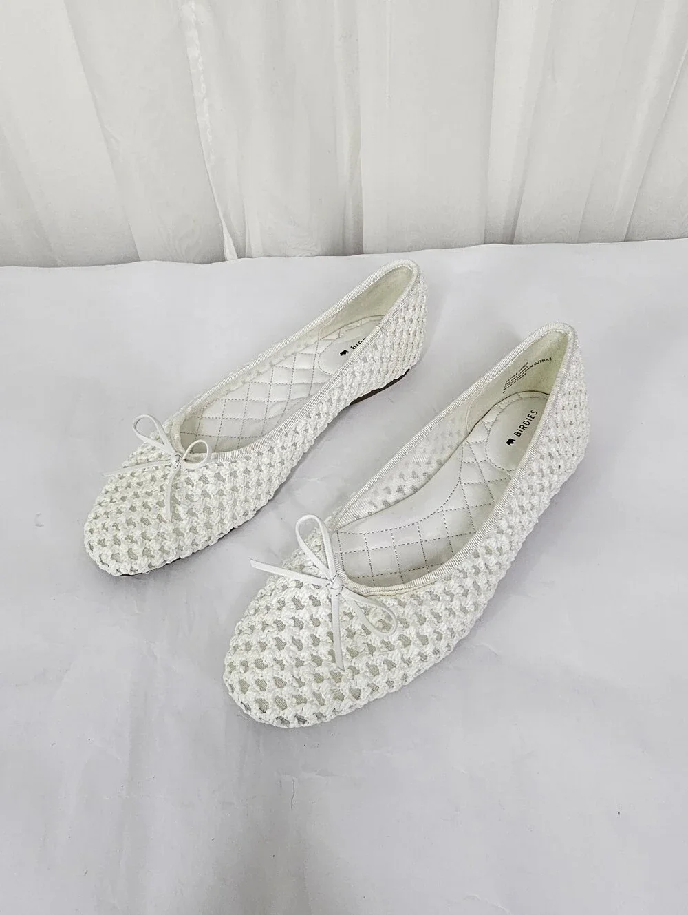 Birdies The Songbird White Openweave Woven Ballet Flats NEW Size 8